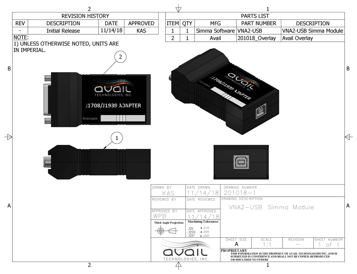 USB to J1939/J1708 Vehicle Network Adapter