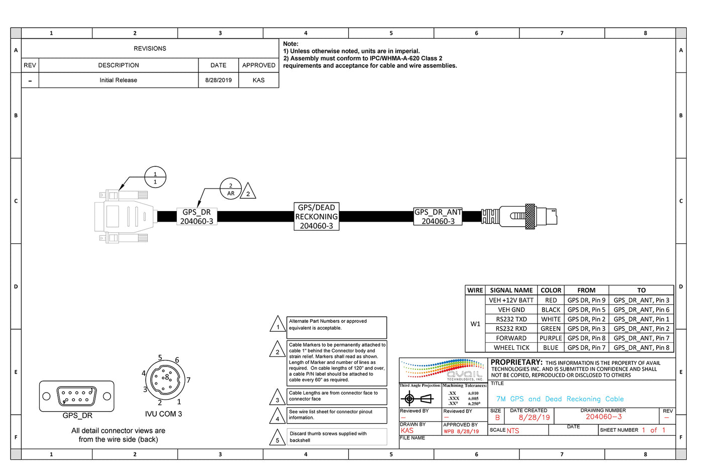 7M GPS and Dead Reckoning Cable